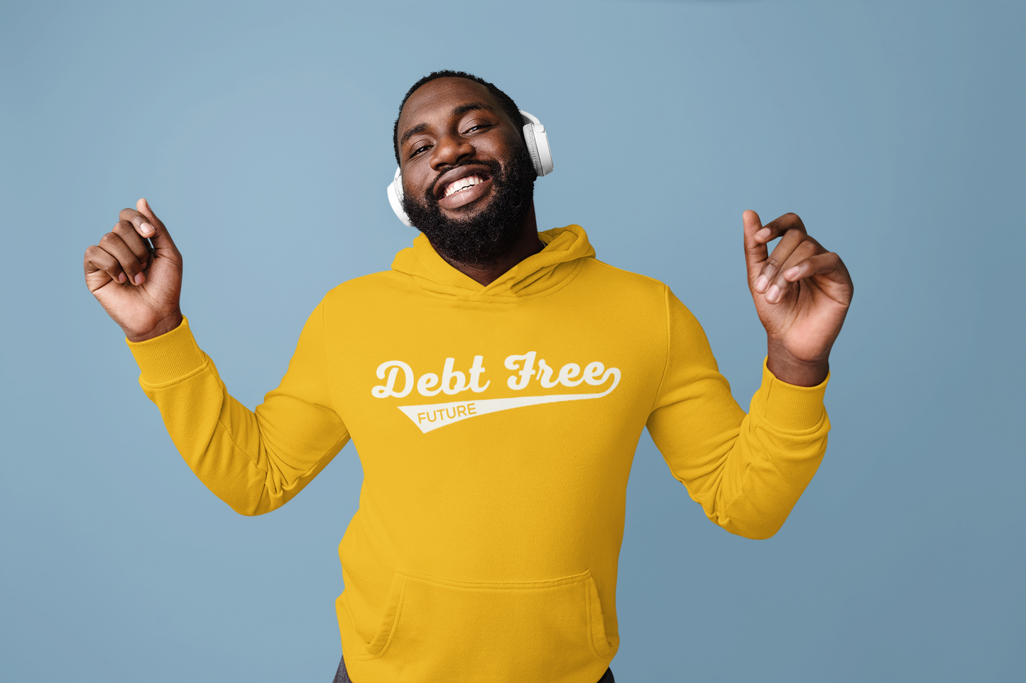 Debt Free Future Baseball Script Unisex Hoodie - Financial Freedom Motivational Sweatshirt - Debt-Free Lifestyle Gift