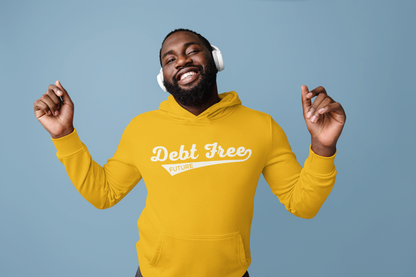 Debt Free Future Baseball Script Unisex Hoodie - Financial Freedom Motivational Sweatshirt - Debt-Free Lifestyle Gift