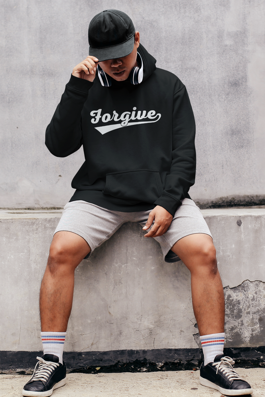 HomeRun Forgive Hoodie | Baseball Script Hoodie | Inspirational Graphic Hoodie | Positive Message Pullover | Motivational Unisex Hoodie