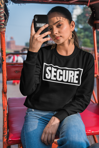 Secure White Design Unisex Sweatshirt - Confidence You Can Feel & Faith You Can Wear