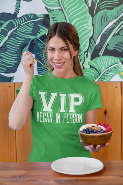 VIP Vegan Unisex T-Shirt, Vegan In Person Statement Conversation Starter Tee