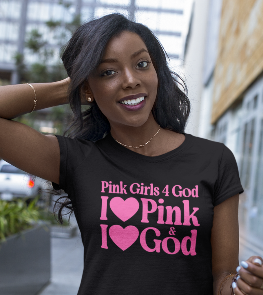 Pink Girls 4 God Women's T-shirt | Black Contrast