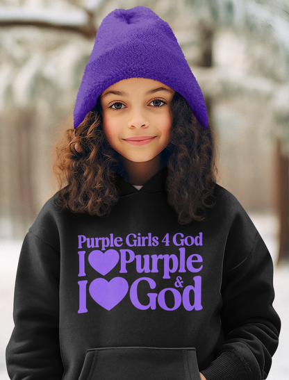 Purple Girls 4 God Youth Hoodie | Black Contrast