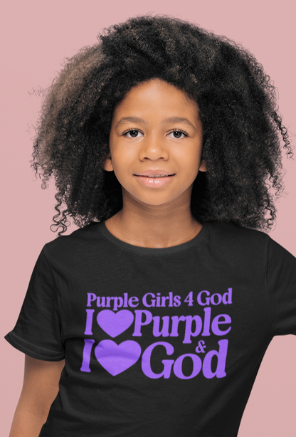 Purple Girls 4 God Youth T-shirt | Black Contrast
