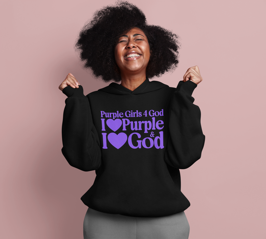 Purple Girls 4 God Adult Hoodie | Black Contrast