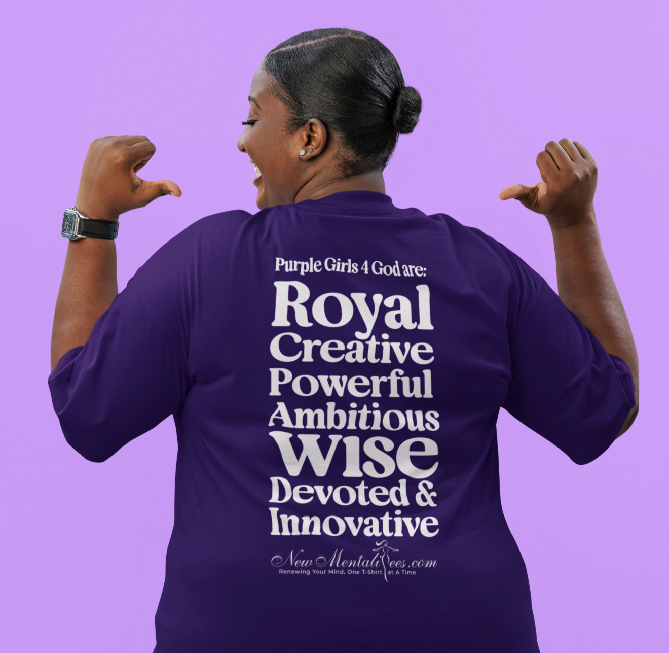 Purple Girls 4 God Adult T-Shirt - You Are Royal, Creative, Powerful, Ambitious, Wise, Devoted, and Innovative!