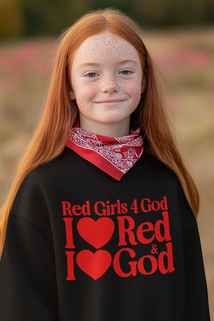 Red Girls 4 God Youth Sweatshirt | Black Contrast