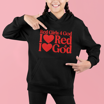 Red Girls 4 God Youth Hoodie | Black Contrast