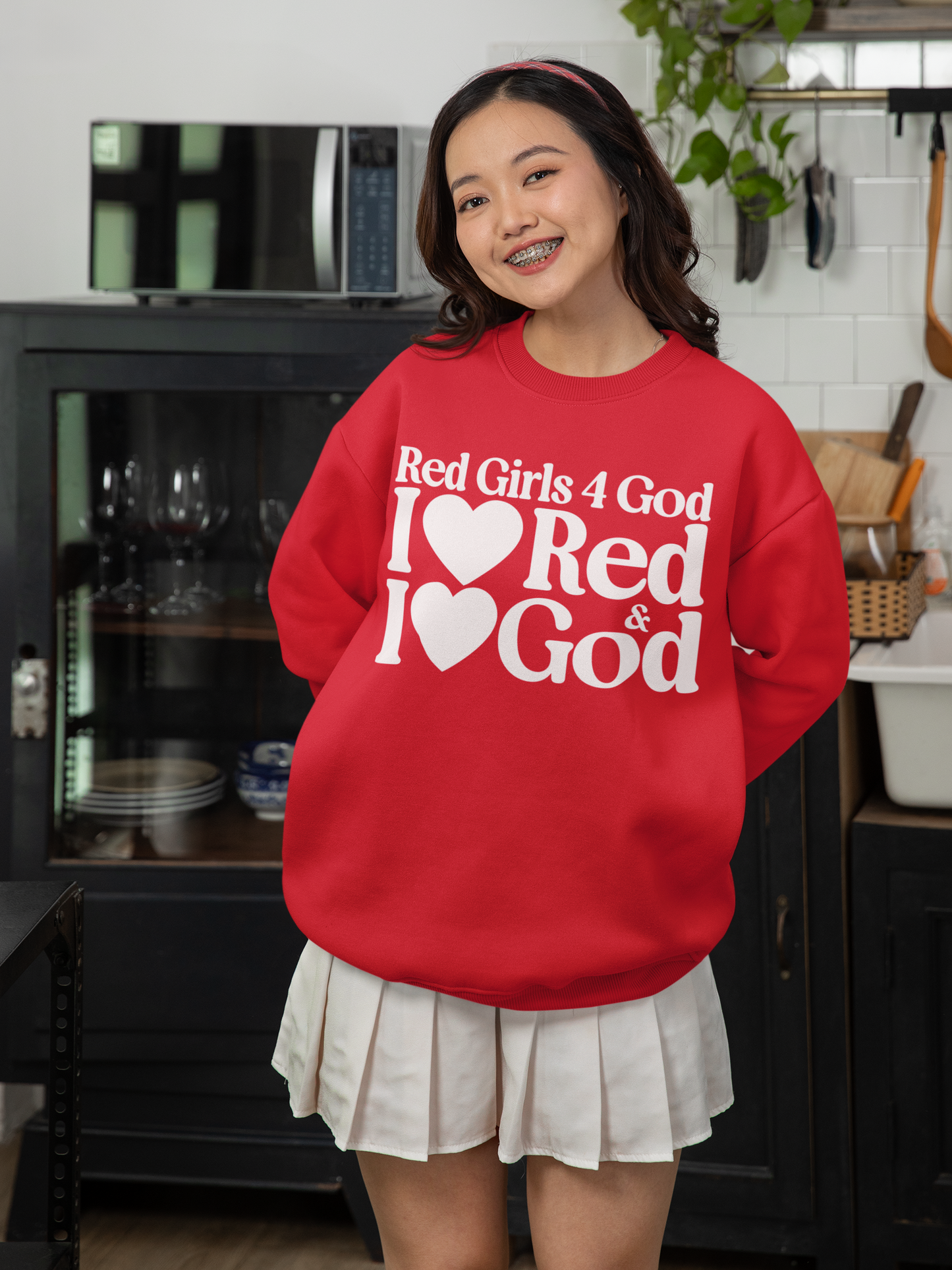 Red Girls 4 God Adult Sweatshirt - You are Loving, Passionate, Courageous, Confident, Strong, Enthusiastic, and Powerful!