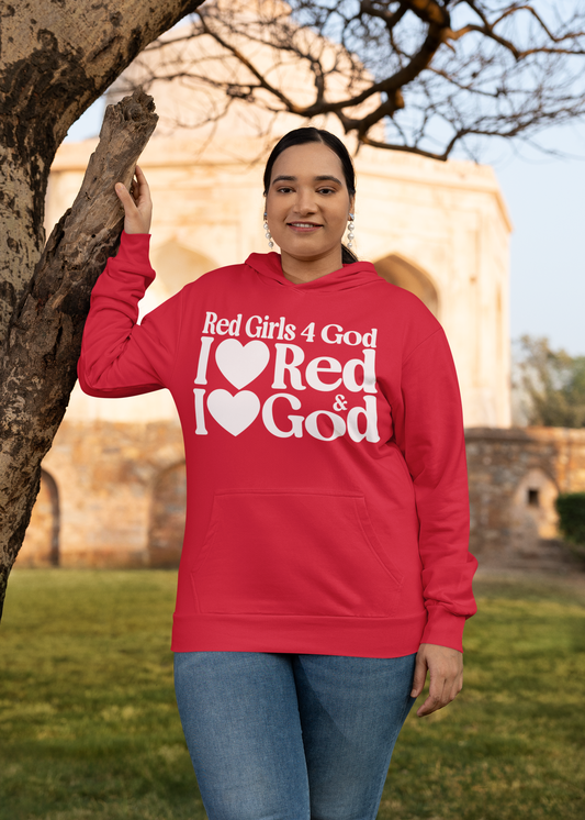 Red Girls 4 God Adult Hoodie -  You are Loving, Passionate, Courageous, Confident, Strong, Enthusiastic, and Powerful!