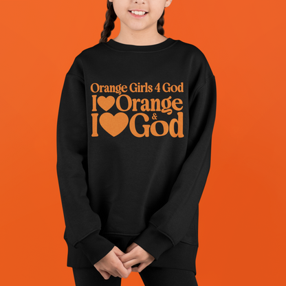 Orange Girls 4 God Youth Sweatshirt | Black Contrast