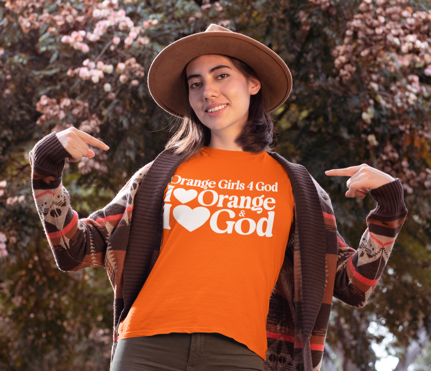 Orange Girls 4 God Adult T-shirt - You are Warm, Fun, Youthful, Innovative, Happy, Energetic, and Productive.