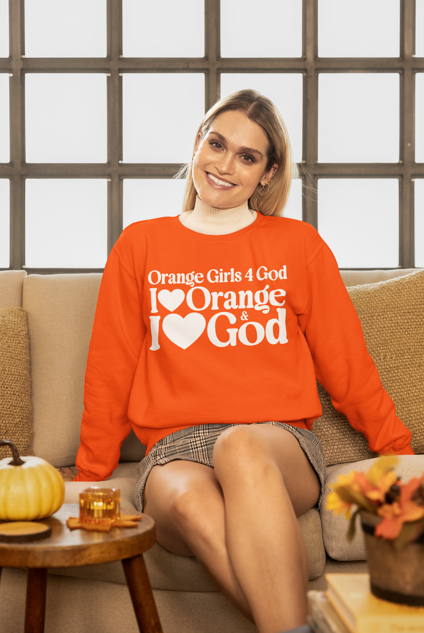 Orange Girls 4 God Adult Sweatshirt - You are Warm, Fun, Youthful, Innovative, Happy, Energetic, and Productive!