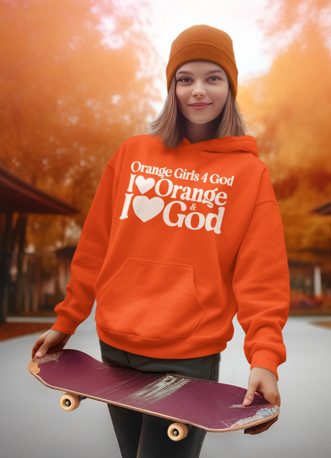 Orange Girls 4 God Adult Hoodie - You are Warm, Fun, Youthful, Innovative, Happy, Energetic, and Productive!