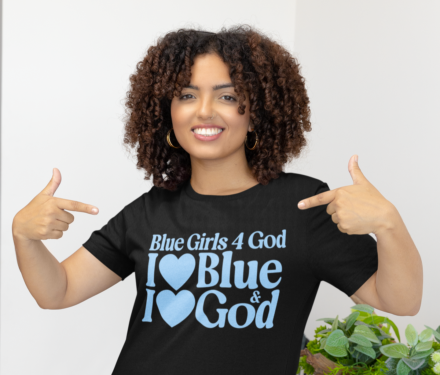 Blue Girls 4 God Adult T-shirt | Black Contrast