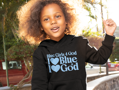 Blue Girls 4 God Youth Hoodie | Black Contrast