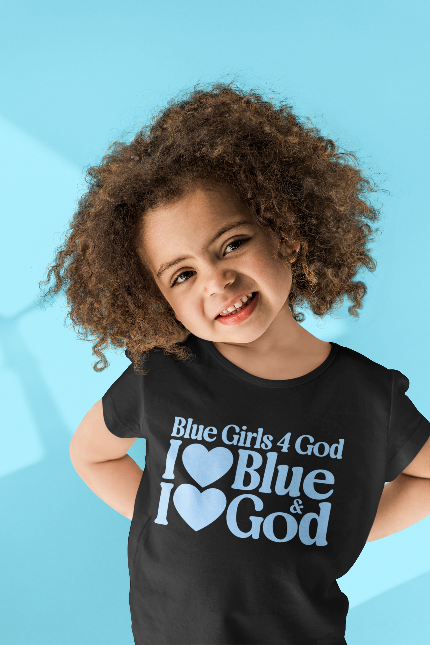 Blue Girls 4 God Youth T-shirt | Black Contrast