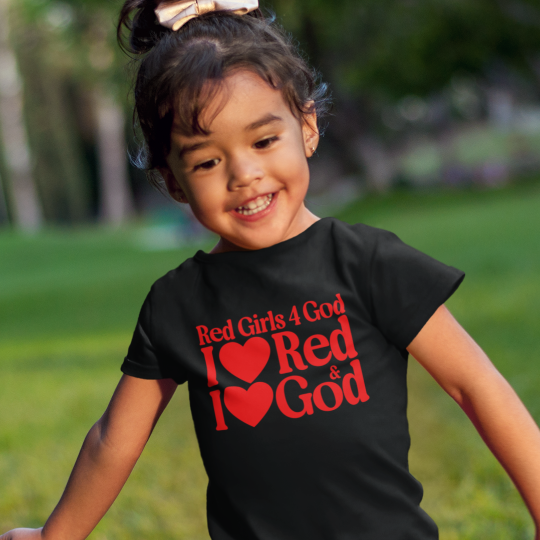 Red Girls 4 God Youth T-shirt | Black Contrast