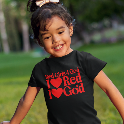 Red Girls 4 God Youth T-shirt | Black Contrast