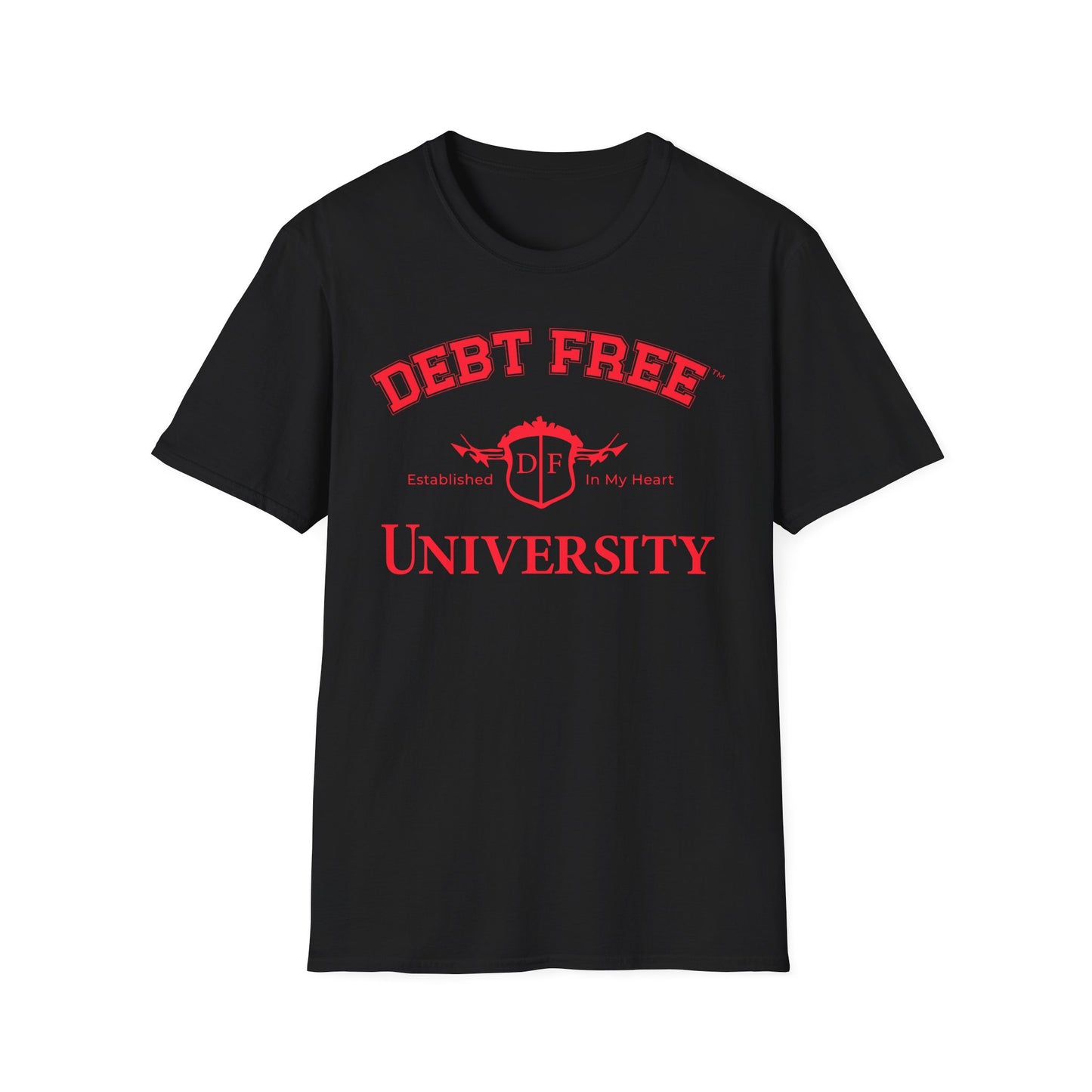 Debt Free University Enrollment Unisex T-shirt - Black Contrast Colors