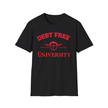 Debt Free University Enrollment Unisex T-shirt - Black Contrast Colors