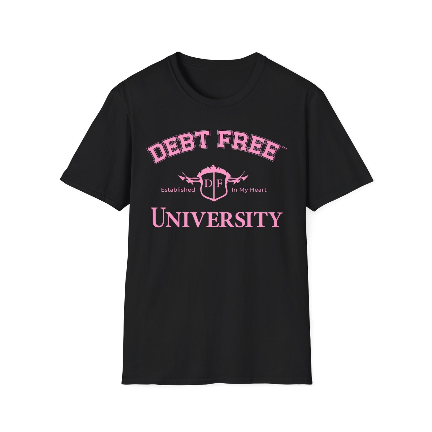 Debt Free University Enrollment Unisex T-shirt - Black Contrast Colors