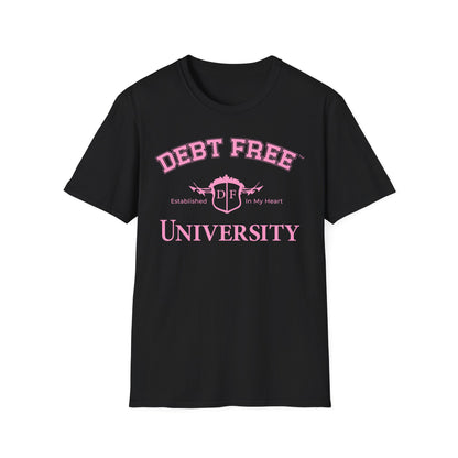 Debt Free University Enrollment Unisex T-shirt - Black Contrast Colors
