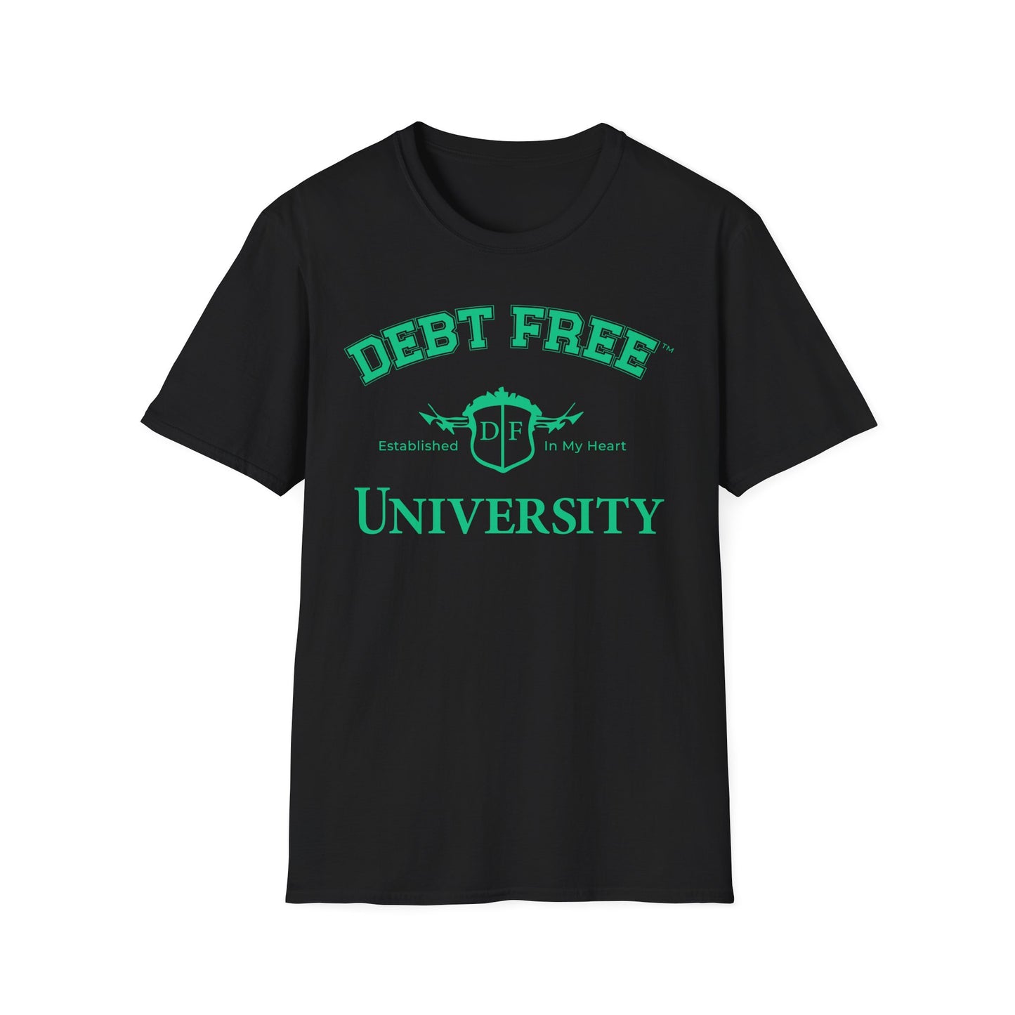 Debt Free University Enrollment Unisex T-shirt - Black Contrast Colors