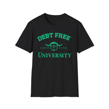 Debt Free University Enrollment Unisex T-shirt - Black Contrast Colors
