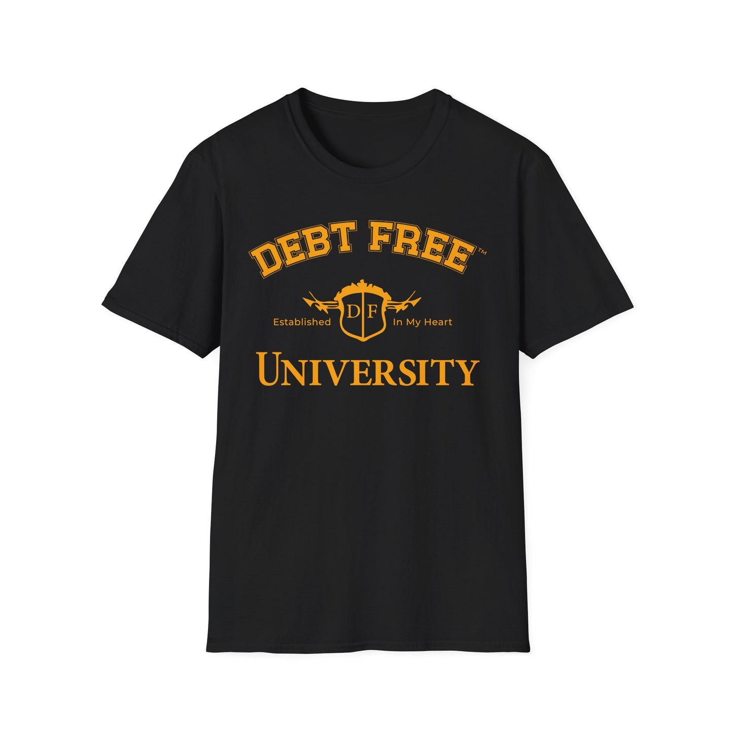 Debt Free University Enrollment Unisex T-shirt - Black Contrast Colors