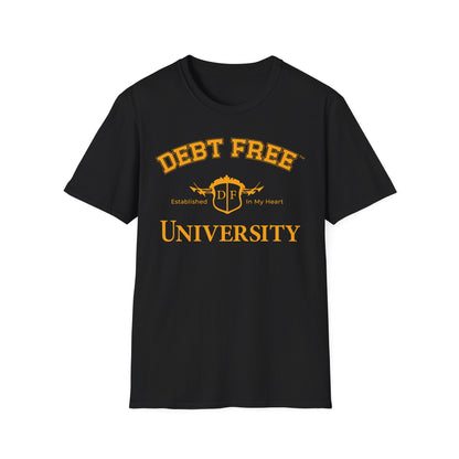 Debt Free University Enrollment Unisex T-shirt - Black Contrast Colors
