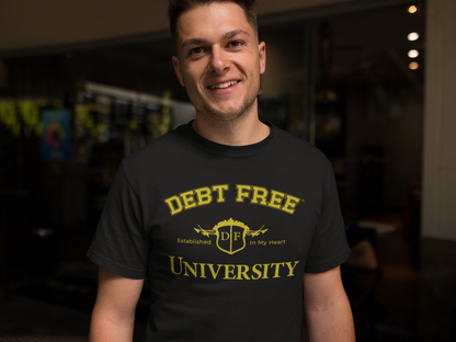 Debt Free University Enrollment Unisex T-shirt - Black Contrast Colors