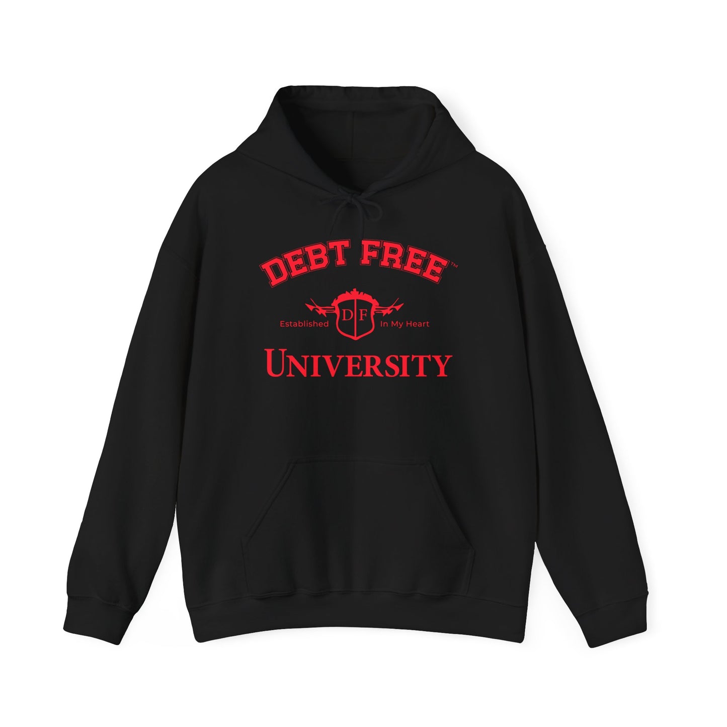 Debt Free University Enrollment Unisex Hoodie - Black Contrast Colors