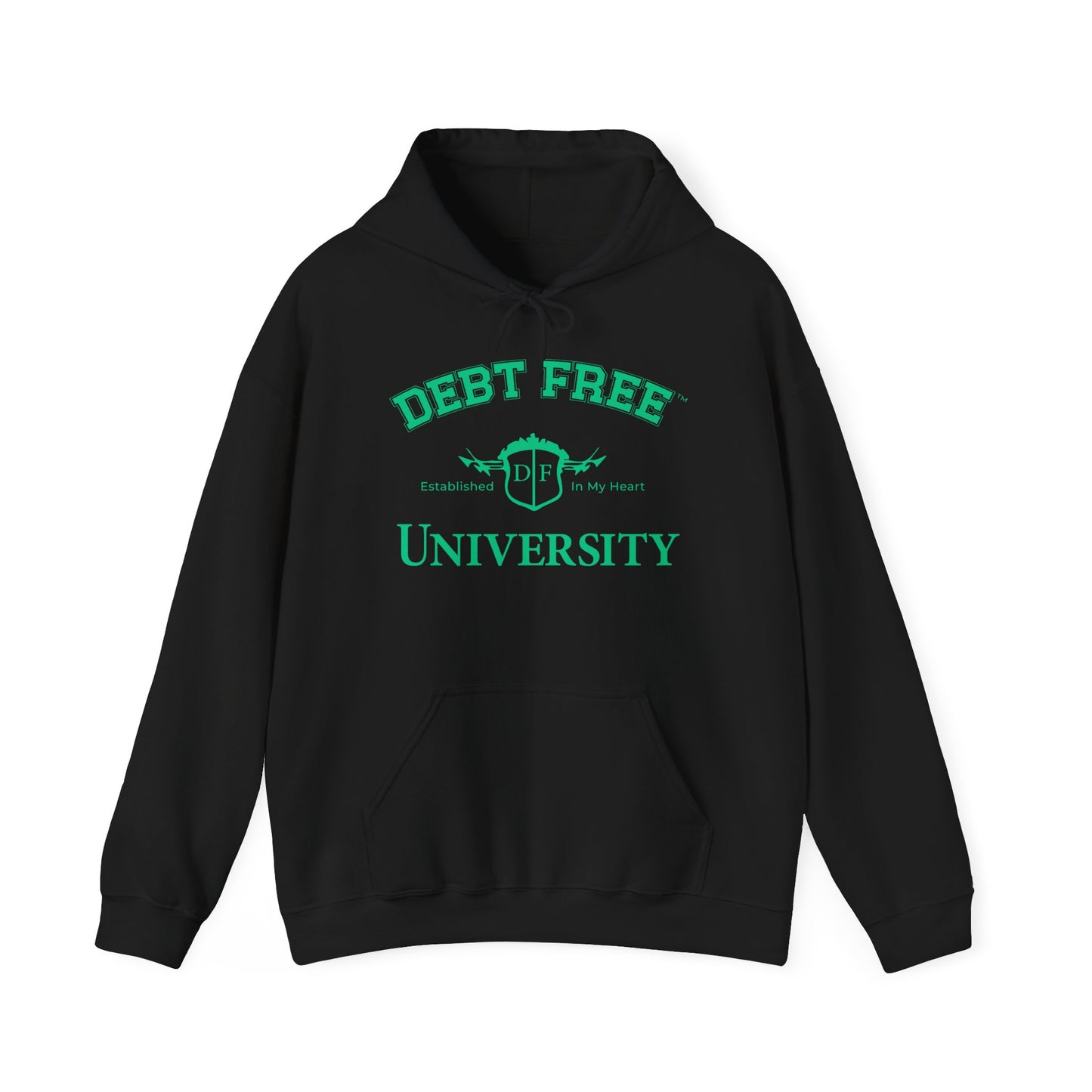 Debt Free University Enrollment Unisex Hoodie - Black Contrast Colors