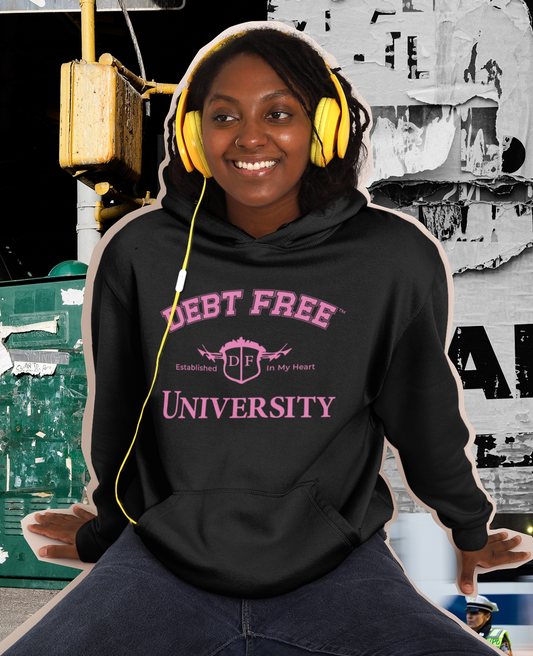 Debt Free University Enrollment Unisex Hoodie - Black Contrast Colors