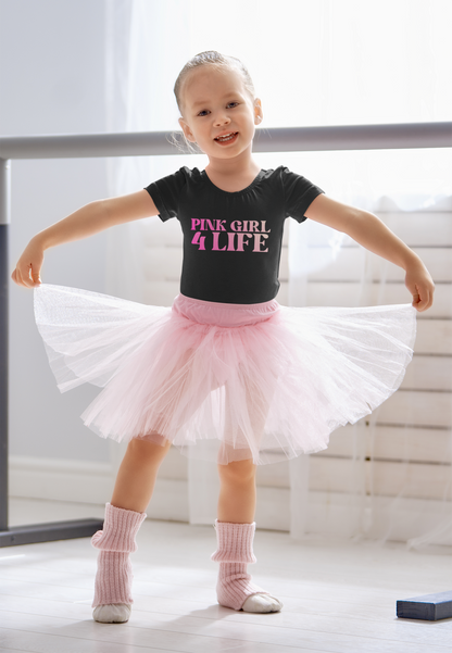 Pink Girl 4 Life T-Shirt - Cute Youth Black Graphic Tee, Positive Affirmation Shirt, Inspirational Gift