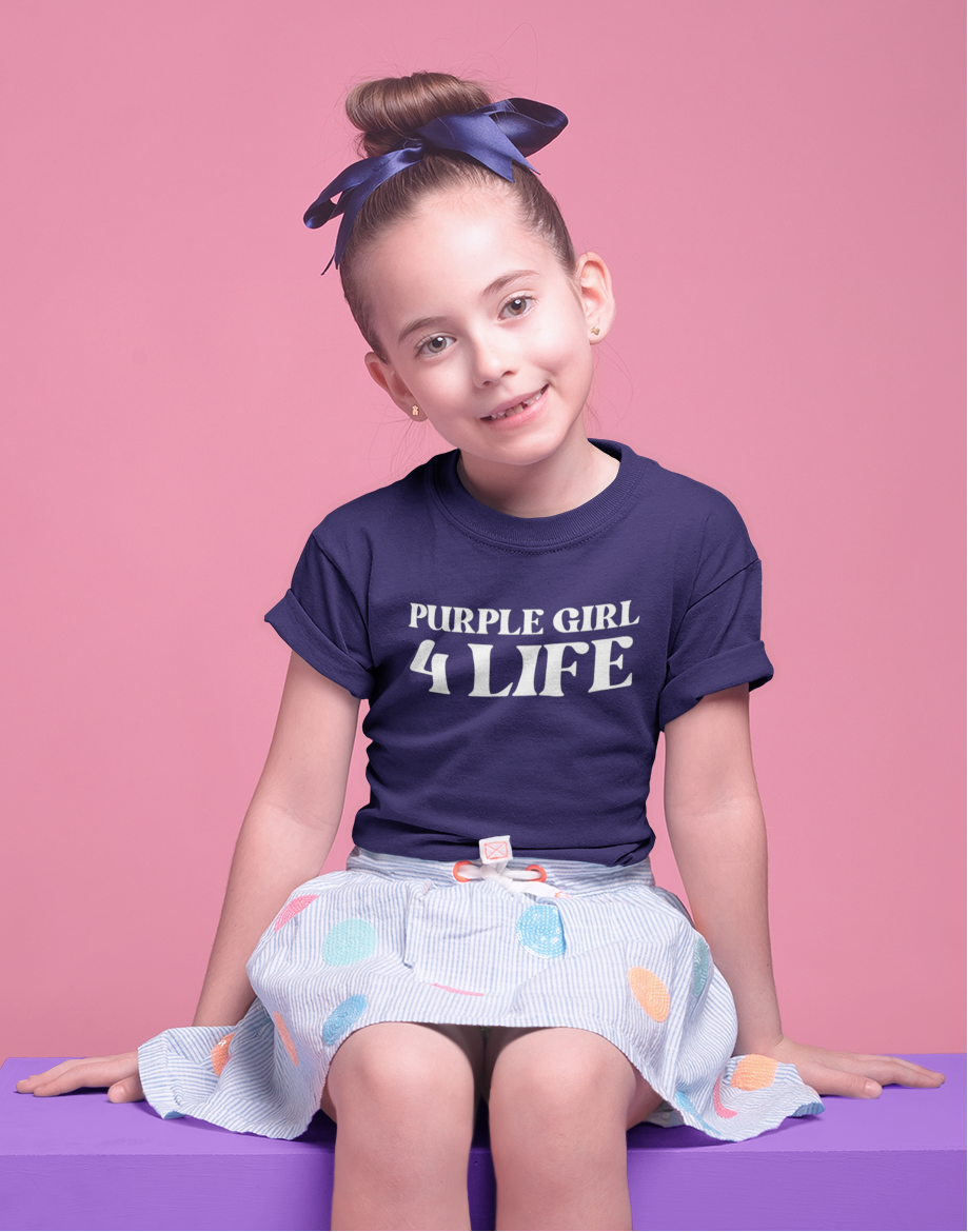 Purple Girl 4 Life T-Shirt - Cute Youth Purple Graphic Tee, Inspirational Shirt, Positive Affirmation T-Shirt, Purple Fashion Tee