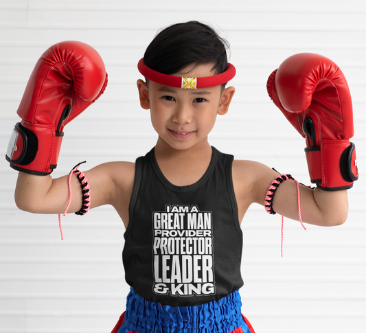 I Am A Great Man Youth Tank Top – Inspirational Tank for Boys | Provider, Protector, Leader & King | Positive Affirmation Summer Tank