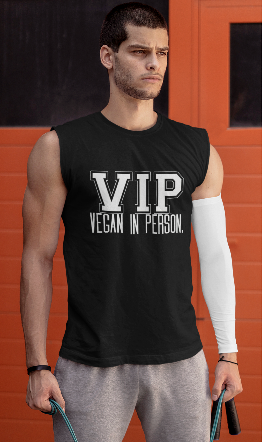 VIP Vegan Men’s Tank Top – Vegan In Person Statement Tank for Men | Plant-Based Lifestyle Muscle Tank | Healthy Living Workout & Summer Tank Top