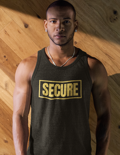 Secure Men's Tank Top – Yellow Design - Inspirational Confidence Tank | Inner Healing Inspired Mindset Apparel | Strength, Leadership & Self-Worth