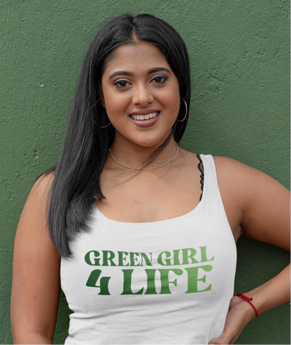 Green Girl 4 Life Ladies Sleeveless White Tank Top | Double-Sided Graphic Tank | Inspirational Tank for Women (Unisex)