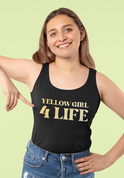 💛 Yellow Girl 4 Life Ladies Black Tank Top | Double-Sided Graphic Tank | Inspirational Sleeveless Tank for Women (Unisex)