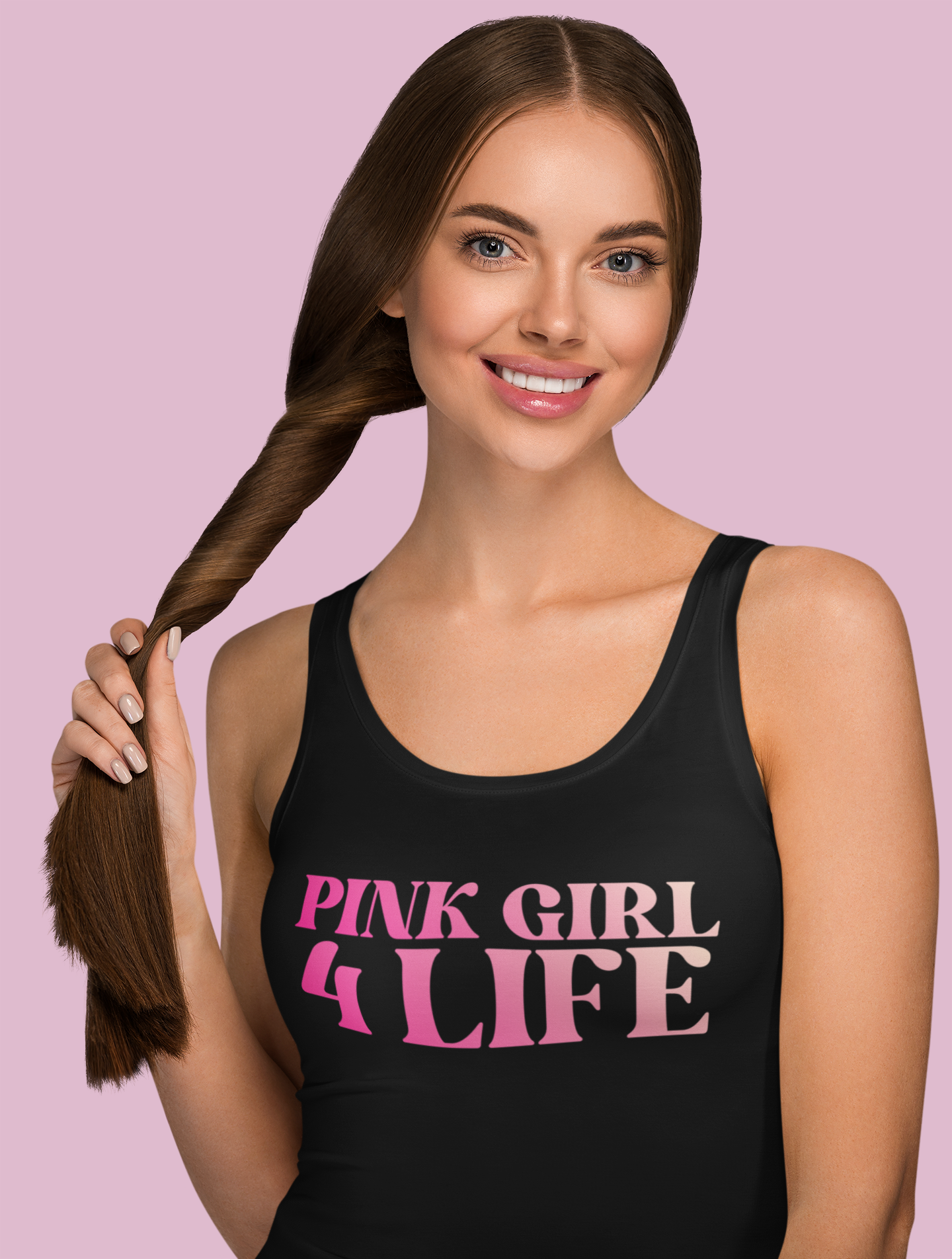 Pink Girl 4 Life Ladies Black Tank Top | Double-Sided Graphic Tank | Inspirational Tank for Women (Unisex)