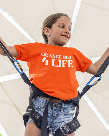 Orange Girl 4 Life T-Shirt - Cute Youth Orange Graphic Tee, Positive Affirmation Shirt, Inspirational T-Shirt, Orange Fashion Tee