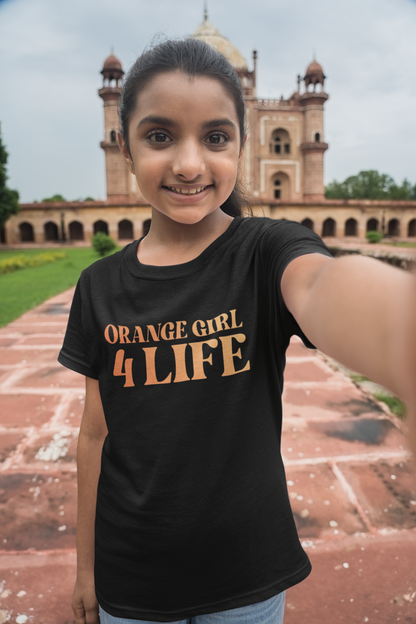 Orange Girl 4 Life T-Shirt - Cute Youth Orange Graphic Tee, Positive Affirmation Shirt, Inspirational T-Shirt, Orange Fashion Tee