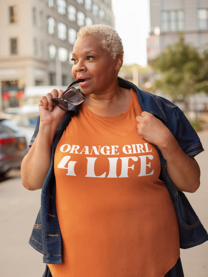 Orange Girl 4 Life T-Shirt - Cute Ladies Orange Graphic Tee, Positive Affirmation Shirt, Inspirational Unisex T-Shirt, Orange Fashion Tee