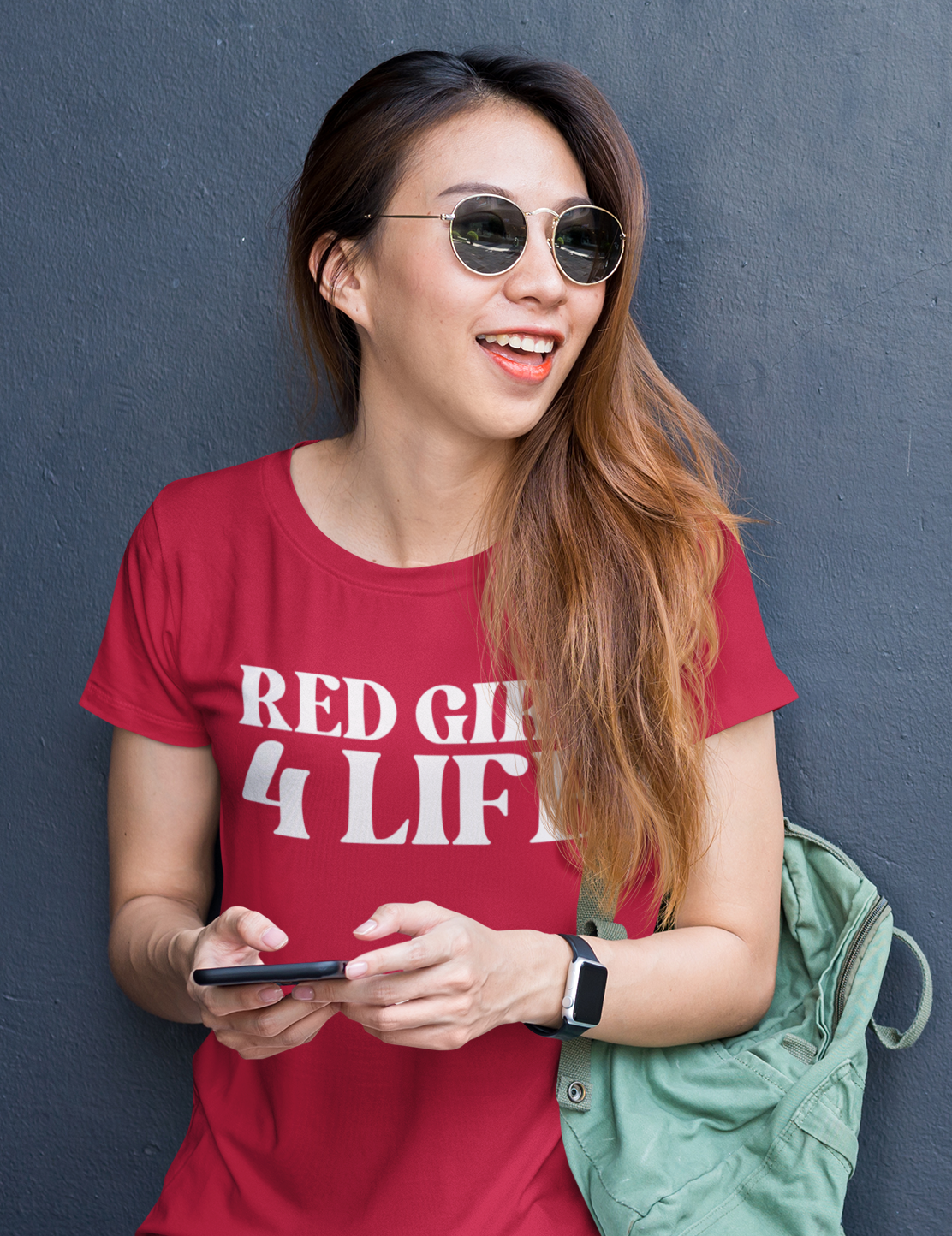Red Girl 4 Life T-Shirt -  Cute Ladies Red Graphic Tee, Positive Affirmation Shirt, Inspirational Unisex T-Shirt, Red Fashion Tee