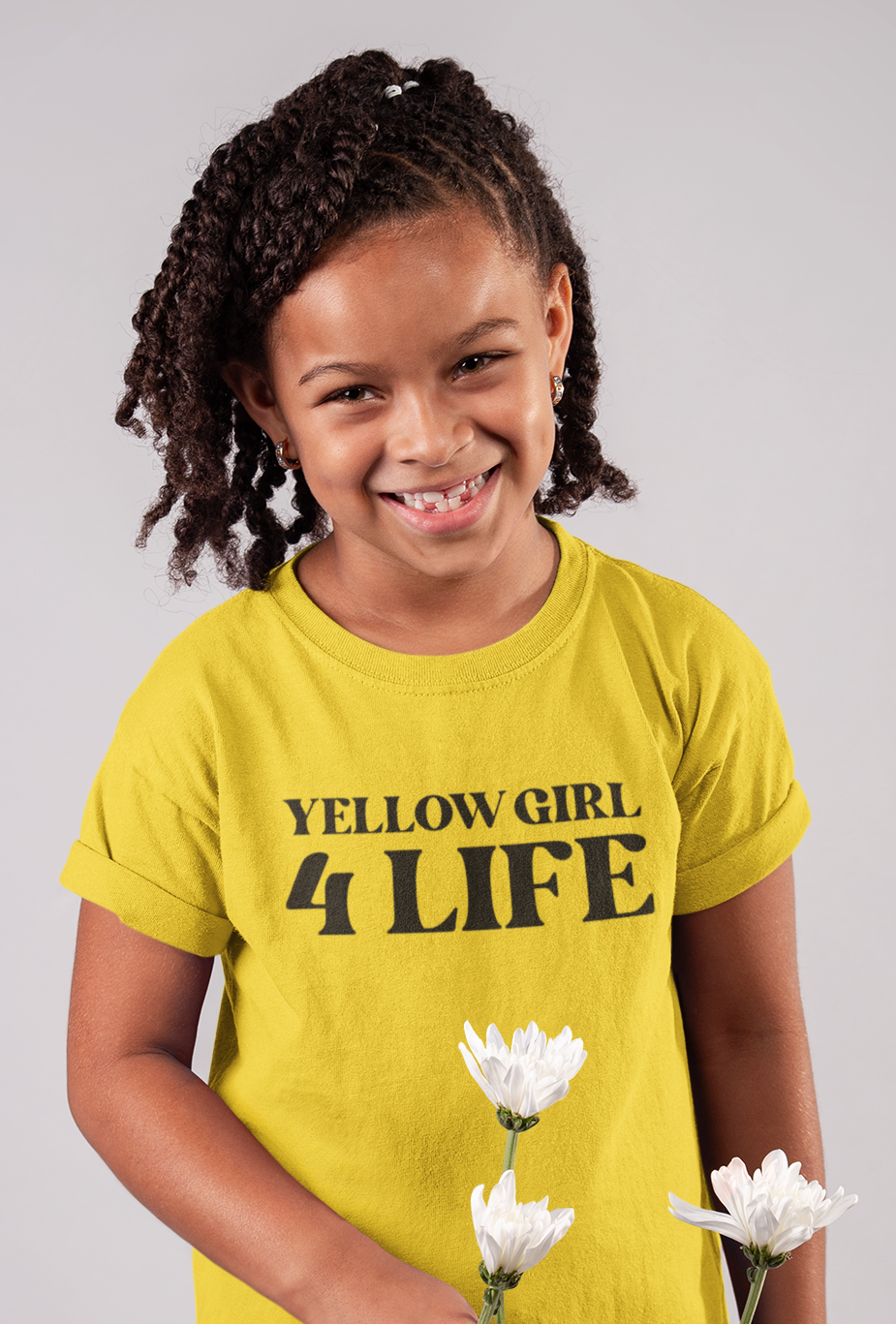 Yellow Girl 4 Life T-Shirt - Cute Youth Yellow Graphic Tee, Positive Affirmation Shirt, Inspirational T-Shirt, Yellow Fashion Tee