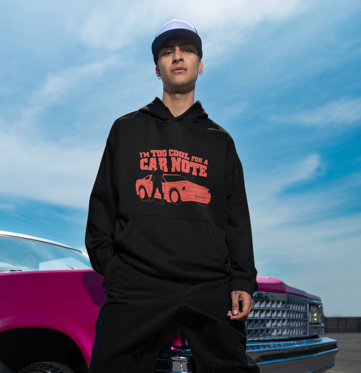 I'm Too Cool for a Car Note Adult Hoodie - Debt free and Financial Freedom Apparel