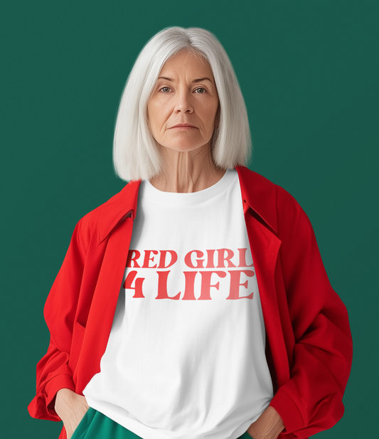 Red Girl 4 Life Sweatshirt -  Cute Ladies White Graphic Sweatshirt, Positive Affirmation Sweatshirt, Inspirational Unisex Sweatshirt, Red Fashion Sweatshirt